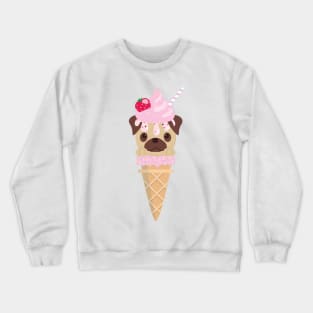 Cute Kawaii Pug Ice Cream Cone Crewneck Sweatshirt